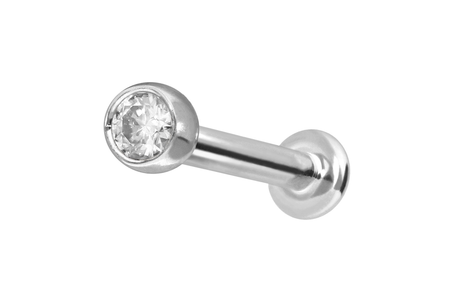 14 Karat Gold Labret Piercing mit Innengewinde MOISSANIT